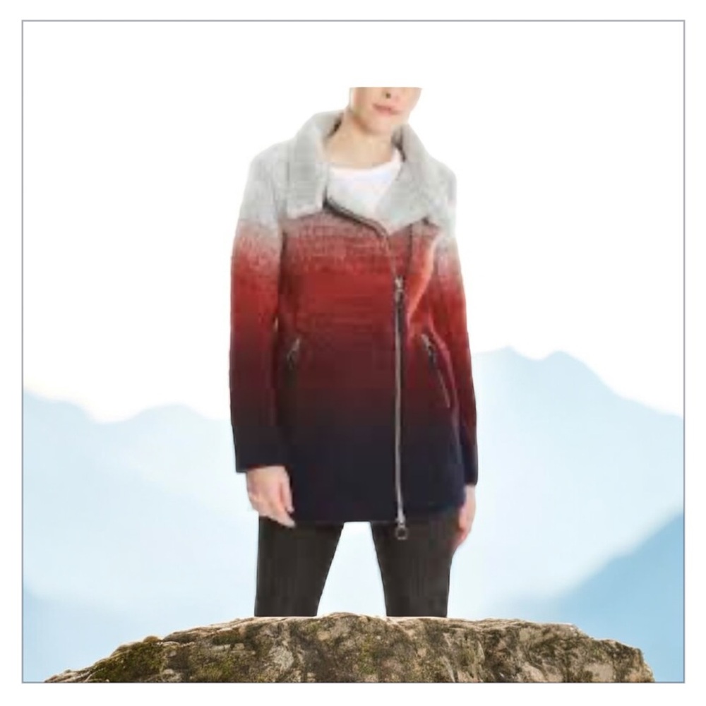 Bench Coat -textured-red,gray  ombré -Gently Used Sz Small​​​​​​ - Picture 3 of 15